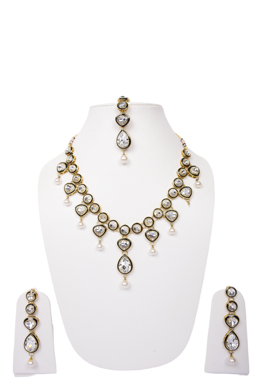 Namokriti Royal Kundan Necklace Set with Pearl Drops – Traditional Elegance Redefined